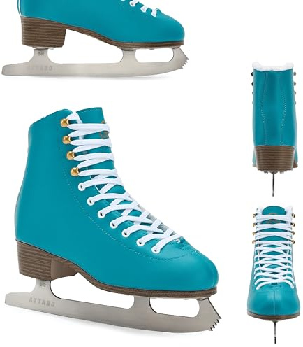 ATTABO ISLA Patins à glace artistiques pour enfants | Dessus en plastique PVC | Support de cheville renforcé | Patins en acier inoxydable | Design classique pour les jeunes patineurs (31)