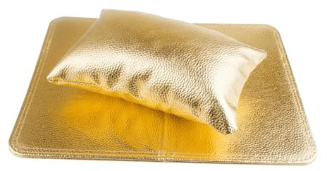 NUOBESTY Nagelkissen Handauflage aus Pu in Gold Komfortable Handablage für Nägel Schützt Tischplatte für Pediküre und Professionelles Nagelstudio