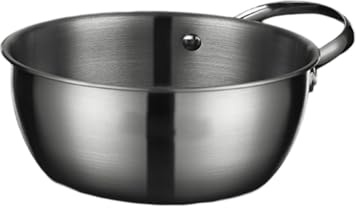 Gettimore Edelstahl-Rührschüssel mit Griff zum Backen, Salat, Servieren, Lebensmittelaufbewahrung, Organizer, 21 x 7,5/23 x 7,5/25 x 8,3 cm, Silber