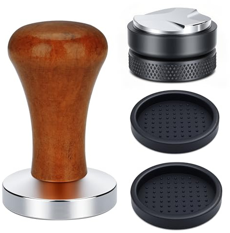 mobumeia Tamper 51mm, Leveler 51mm, Espresso Zubehör mit Silikonkissen, Kaffeestampfer Edelstahl, Siebträger Coffee Tamper Distributor für Zuhause Cafes und Büro