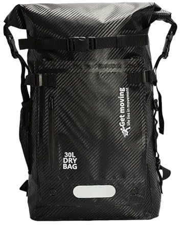 MKLHAVB Seesack Wasserdicht 30L Dry Bag mit großer Kapazität, Trocken- und Nasstrennung, wasserdichter Schwimmrucksack for Reisen/Wassersport/Wandern, Aufbewahrungstasche(Black)