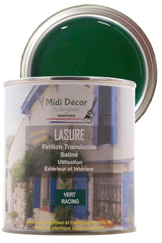 Rustins peinture à l'eau lasure, mate, pour tous types de bois et métaux intérieurs et extérieurs – 7 m² (500ml, Vert course)