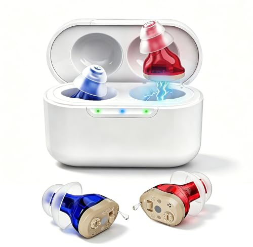 Dispositivo de sonido recargable para adultos, dispositivo de audio invisible con reducción de ruido inteligente, funda de carga de encendido/apagado automático, volúmenes ajustables, cómodo diseño