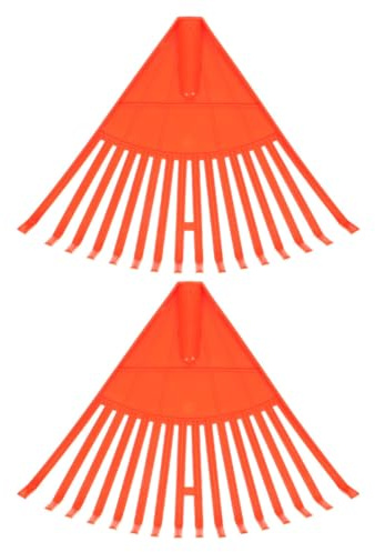 Rastrello in Plastica a 16 Denti 2 Pezzi Arancia per Giardino | Attrezzi Giardinaggio Rastrello Giardino Multifunzione Elimina Erbacce, Alta Durezza per Scavo, per Fiori e Piante