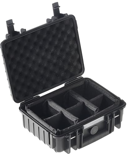 B&W Transportkoffer Outdoor - Typ 1000 - Schwarz mit variabler Facheinteilung - Wasserdicht nach IP67 Zertifizierung, Staubdicht, Bruchsicher und Unverwüstlich
