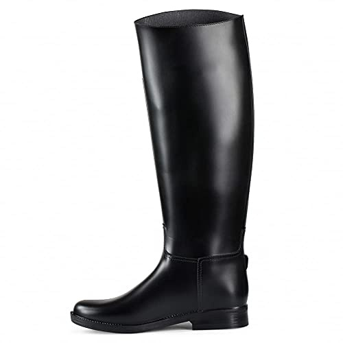 Horze Chester Rubber Tall Riding Boots, for Wet Weather Use, Waterproof, Unlined, Black, 3.5
