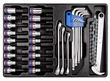 KING TONY 990131MR Thermoformé de Clés et de Douilles Tournevis Torx® et 6 Pans, Set de 31
