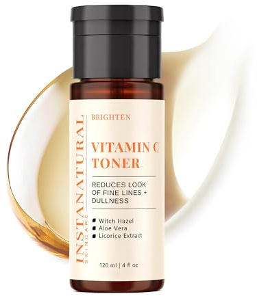 InstaNatural Vitamin C Facial Toner - 100% Natural & Organic Anti Aging Pore Minimizer for Face - With Witch Hazel, Aloe Vera & MSM - Nourishes & Hydrates the Skin - Great for All Skin Types - 4 OZ