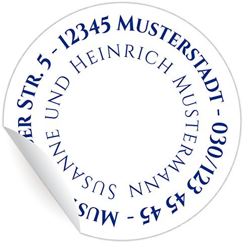 5 x 24 klassische, individualisierbare Adress-Aufkleber, MATTE Papier Aufkleber | Sticker mit ihrer Adresse und Farbe nach Wunsch (Aufkleber ø 45mm; 5 x 24 x 1 Motive)