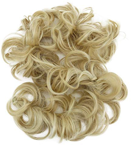 CAISHA XXL Posticcio Capelli Elastici Acconciature Da Sposa Voluminoso Riccio Chignon Biondo Chiaro Mix HW35
