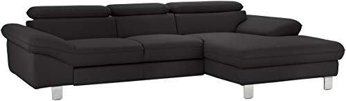 Mivano Ecksofa Driver mit Recamiere rechts, Ledercouch im modernen Design, Inkl. verstellbare Kopfstützen, 268 x 73 x 169, Kunstleder, Schwarz