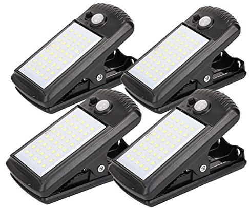 Morestar 4 Pack Solar Motion Sensor Security Umbrella Light,Clip on Lights Outdoor with 40 LED,2 Modes Waterproof for Christmas Gifts Patio Wall Garage Hiking Camp Tent Portable Emergency Lighting