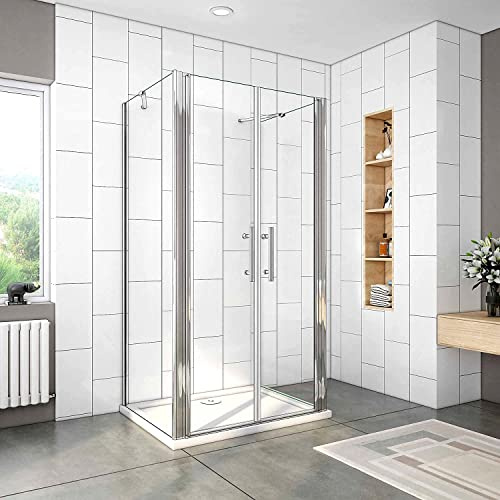 Acezanble Duschkabine 90x90x90cm U-FORM U-Kabine Duschabtrennung Dusche Duschtür Nano Glas Doppel H195cm