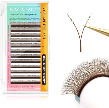 NAGARAKU YY Wimpern 0.07 D 8-12mm Braun Feine Basis Fertigfächer