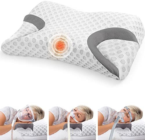 Hydomi Memory Foam Pillow for Side Sleeper - Sleep Apnea Pillow for Sleeping - CPAP Nasal Pillows Suit for All CPAP Masks User - Orthopedic Neck Support Pillow Relief Neck Pain for Side Back Sleepers