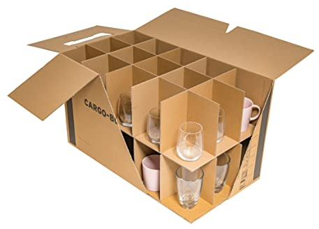 karton-billiger - 5x Gläserkarton - Umzugskarton für Gläser, Tassen und Flaschen - 15-30 Fächer