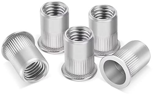 50Pcs Rivet Nuts M6, Leryati Threaded Inserts Stainless Steel Rivnut, Flat Head Threaded Insert Nutserts, Rivet Nuts Nutsert Rivnuts Kit, Pull Cap Nut Used for metal pipelines, etc