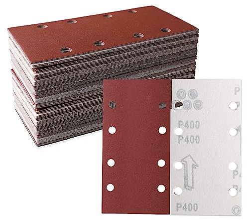 STEBRUAM Set de 30 lijas para lijadoras orbitales 93 x 185mm grano 400 8 agujeros
