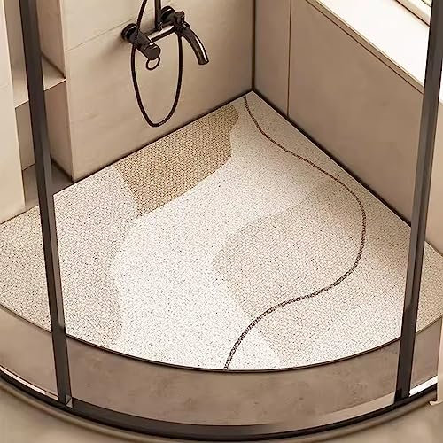 EUPXRHY Duschmatte Dreieckig für Eckdusche, Komfortabel Duschmatte rutschfest Halbrund, Schnell Trocknend PVC-Luffa Massage Badematte Halbrund mit AblauflöChern Sicherheits,A,65x65cm(26x26inch)