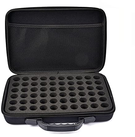 Boîte de Rangement pour Huiles Essentielles 60 Bouteilles(10/15ml) , imperméable Étui de Transport avec Poignée pour Huiles Aromathérapie, Coquille EVA et Insert en Mousse Parfait pour Les Voyages