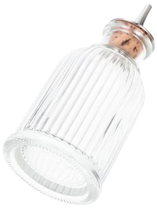 DECHOUS Botella De Bitters De Vidrio Grabado Vintage 250 Ml, Herramienta Profesional De Barra Con Tapón Desmontable, Para Profesionales y Cócteles Restaurante, Botella De Cristal Amarga Compacta