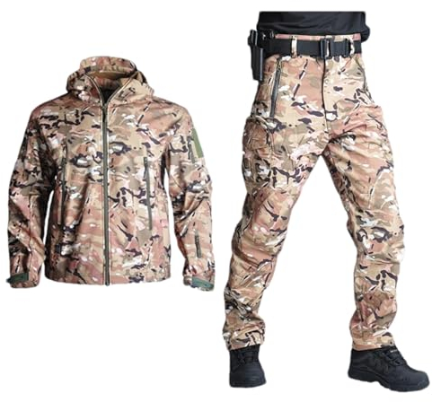 ZMIN Taktische Jacken Männer Soft Shell Wanderjacke Sets Armee Wasserdicht Camouflage Jagdbekleidung Militär Jacke + Hose CP XS