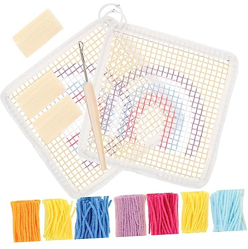 EXCEART Stickerei Für DIY Untersetzer Latch Hook Material Stick Untersetzer Kit Handarbeit Zubehör Coaster Kit Mit Hochwertigen Materialien Klaren Texturen Und Leuchtenden Farben Für