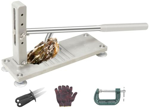 Shucker de ostras, cuchillo abridor de ostras manual de acero inoxidable 304, herramienta ajustable for descascarar ostras con guante y clip de seguridad, máquina abridora de conchas for restaurante