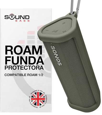 Sound Bass Heavy Duty Protective Silicone Carrying Case for Sonos Roam 2 | Green | Now Includes Bluetooth Button for Roam2 | Protect Your Wireless Bluetooth Speaker Using This Cover/Sleeve