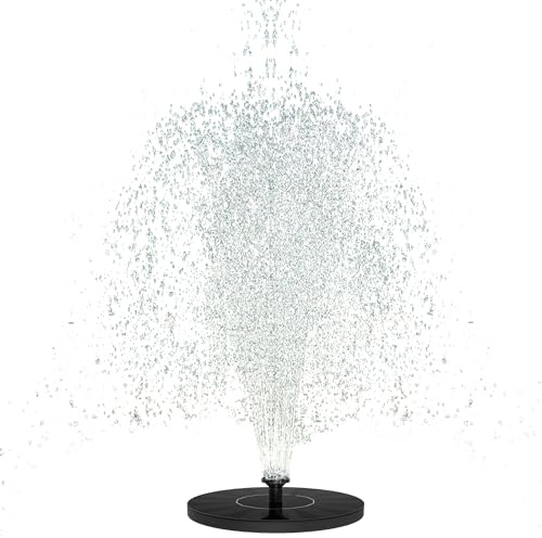 FIVMEN Fontaine solaire pour extérieur, 1,4 W, avec 4 buses, pompe pour bassin, abreuvoir pour oiseaux, piscine, jardin (ronde)