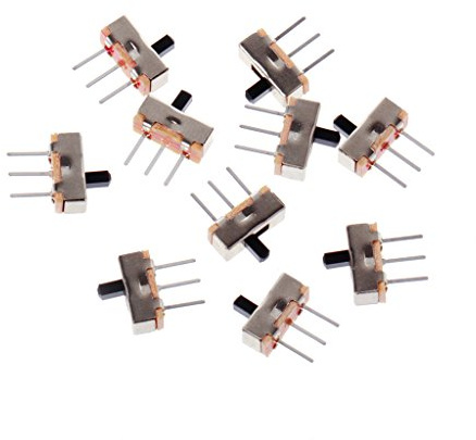 AGONEIR 10 Stück 2-Positionen Ein/Aus SPDT 1P2T 3-poliges PCB Panel Mini Vertikaler Schiebeschalter Wasserdicht Momentaner LED Steuerhebel Start Stopp Taktiler Dimmer