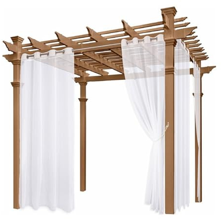 HOMDECR Outdoor Vorhang Wasserdicht 2 Stücke Outdoor Gardinen Weiss Transparent Terrasse Vorhänge Mit Ösen Outdoorvorhänge Für Balkon & Pavillon & Gartenlaube (H52 x B96inch)