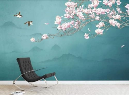 Paisaje Paisaje De Flores Y Pájaros Estilo Papel Pintado Papel Pintado Pared Pintado Papel Tapiz 3D Decoración Dormitorio Fotomural Sala Mural-430cm×300cm