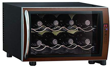 Suuim Refrigerador de Vino de 8 Botellas - Enfriador de Vino Independiente con Pantalla táctil Enfriador de Vino termoeléctrico - Vino Tinto Temperatura y Humedad constantes Inteligentes