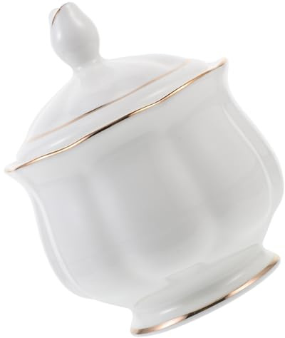 TOPBATHY Zuccheriera Protegge da Umidità e Danni con Coperchio in Ceramica Bianca Facile da Pulire Stile Semplice e Raffinato Contenitore per Condimenti da Cucina