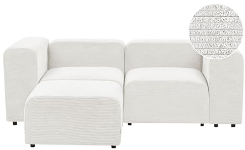 Modulsofa Cord weiß 2-Sitzer Sofa mit Breiten Armlehnen Ottomane Falsterbo