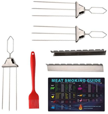 GOSIA 3-Wege-Garnelen-Spieß-Set zum Grillen, halbautomatische wiederverwendbare Grillgabel, Kebab-Stick, Outdoor