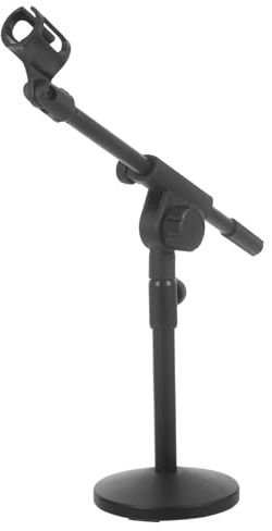 Hoement Adjustable Desktop Mic Stand Metal Microphone Support for Podcasting Use Table Top Stable Base