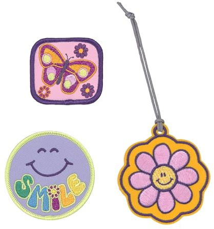 LÄSSIG Juego de colgantes y parches (3 piezas) con cierre a presión/School Patches Set Flowers
