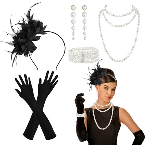 6pcs 20er Jahre Kostüm Damen, 20er Jahre Great Gatsby Accessoires Damen
