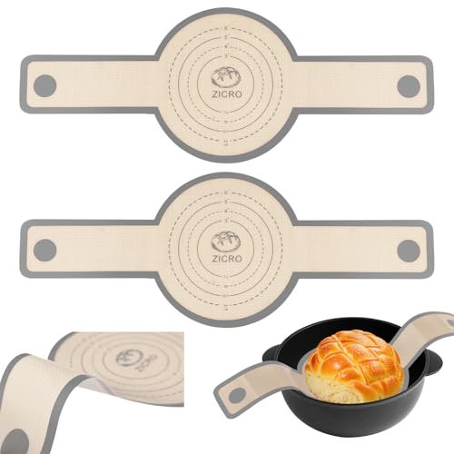 2 PCS Silicone Bread Sling for Dutch Oven,Reusable Baking Mat with Extra Wide and Long Handles,Non Stick and Non Slip Silicone Baking Mat for Transferring Sourdough (Grey)