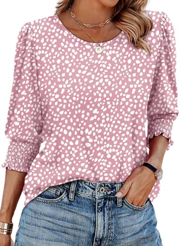 XIEERDUO Tops for Women Trendy 3/4 Sleeve Womens Shirts Dressy Casual Summer Blouses Women's Fashion Clothing Resort Wear 2026 Polka Dot M
