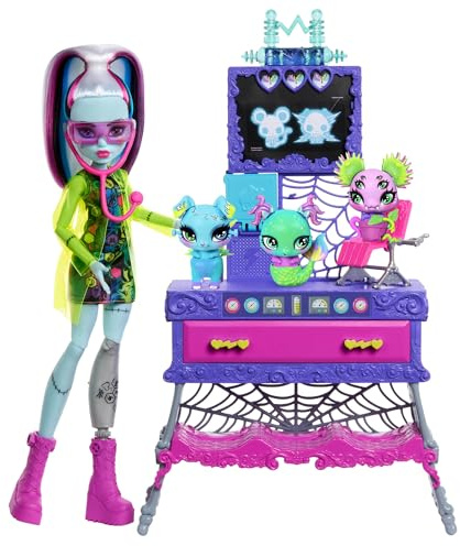 Monster High Make-A-Monster Haustier-Spielset mit Frankie-Stein-Puppe | Individuelles Haustier-Set mit 30+ Zubehörteilen für viele Tier-Kombis und verrückte Labormöbel, JBF18