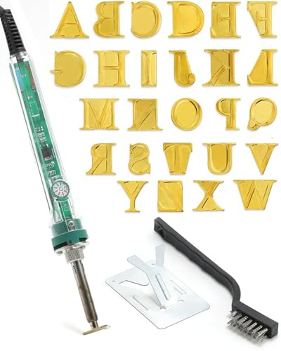 Wood Burning Kit with Letters Stamps Wood Stamps Set with Wood Burner, Mini Electric Marking Iron + 26pcs Copper Letter Mold (Clear)