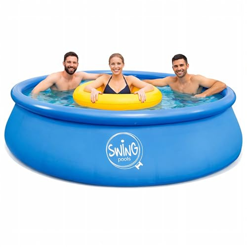 HAF® Swing Quick Up Pool i blått med måtten 366 x 76 cm | ca. 5 600 liter vattenkapacitet | självuppbyggande och självbärande swimmingpool | trädgårdspool/uppställningspool utan filterpump