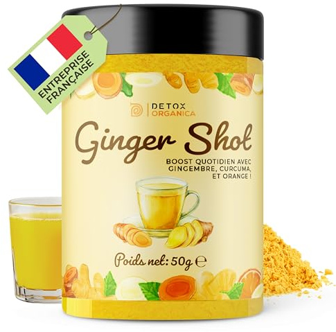 DETOX ORGANICA Shots Gingembre - 50g Préparation poudre pour Ginger Shot