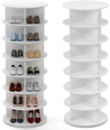 PTUWODS Armoire à Chaussures rotative à 360 degrés, carrousel Rond, Sac à Main Vertical, Organisation de l'armoire à Chaussures (7 Niveaux)