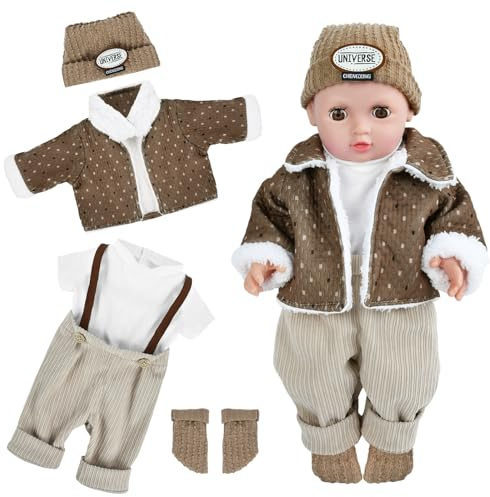 Ropa para Muñecas, Ropa para Muñecas Bebés 35-45 cm, Ropa Bebe Reborn, Accesorios para Muñecas, Ropa de Muñecas para New Born Baby Doll, con Gorro Abrigo Pantalón