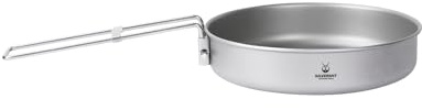 SILVERANT Titanium Camping Plates, Outdoor Dishware with Folding Handle Portable Cookware for Picnic Hiking Backpacking Bushcraft (750ml)