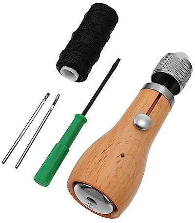 Veemoon 1 Set Quick Stitch Repair Tool Durable Leather Sewing Awl Kit with Needles for DIY Bag Shoe and Strap Repair